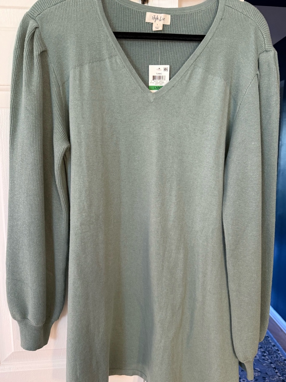 Style & Co. Women's V-Neck Sage Green Knit Sweater